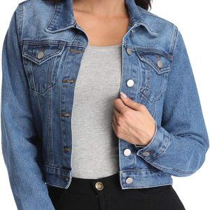 NEW andy & natalie Women's Denim Jackets Cropped Jean Jacket Size Large